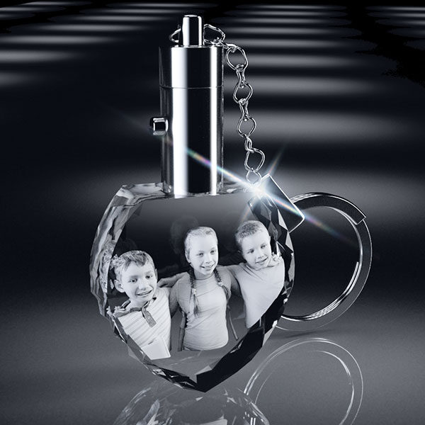 3D Crystal - 2D Heart Keychain