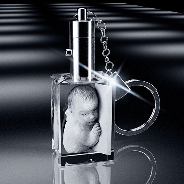 3D Crystal - 2D Rectangle Keychain